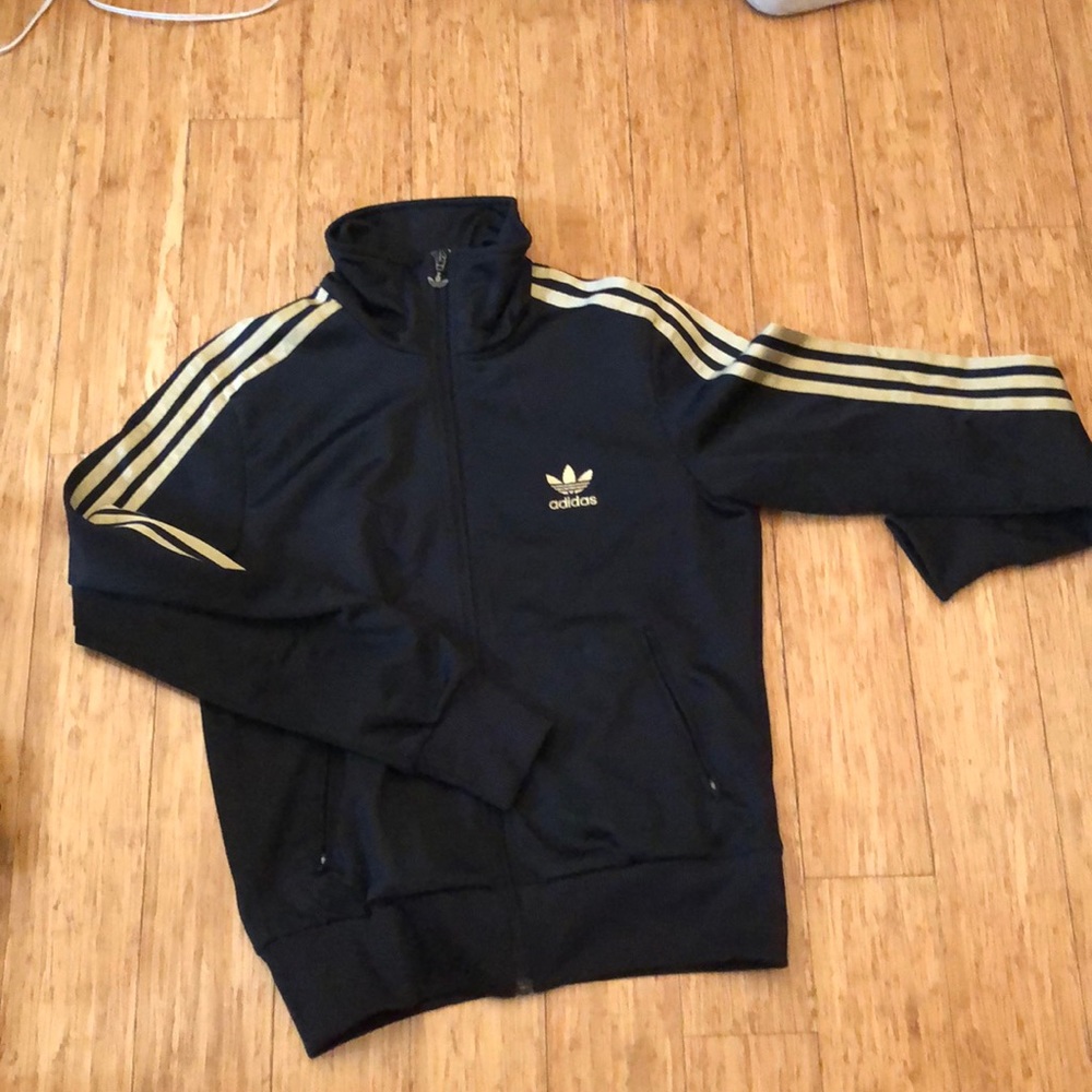 Adidas Zip Up - Black and Gold